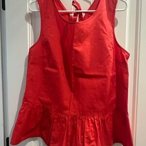 J. Crew Vibrant Red Peplum Tank Top